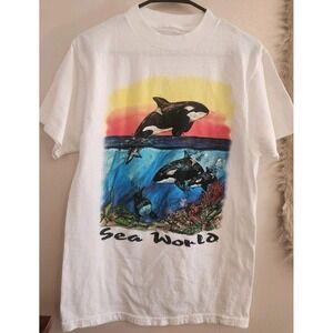 Vintage Single Stitch‎ Sea World Whale Shirt USA Made Orca Whale 90s Colorful